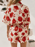 Print Scalloped Edge Top and Shorts Set DJPT