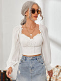 Sweetheart Neck Flounce Sleeve Top DJPT