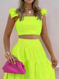 Size Ruffled Cami and Tiered Maxi Skirt Set Plus Size DJPT