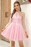 Neck Open Back Mesh Dress DJPT