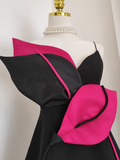 A line Spaghetti Straps Black Satin Short Homecoming Dresses Birthday Outfits SD362