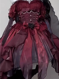 High Low Halter Burgundy Organza Party Dresses Birthday Outfits SD448