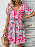 Tie Neck Short Sleeve Dress DJPT