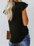 Tie-Front Flutter Sleeve Blouse DJPT