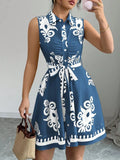 Sleeveless Tie Waist Mini Dress DJPT