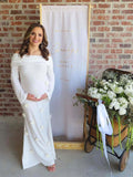 White Off Shoulder 3D Flowers Backless Bodycon Mermaid Cocktail Party Gowns Bandage Photoshoot Maternity Maxi Dress Maternity