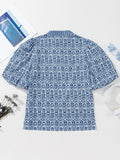 Contrast Ric-Rac Puff Sleeve Top DJPT