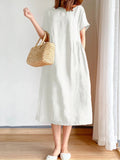 Size Casual Round Neck Midi Dress Plus Size DJPT