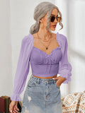 Sweetheart Neck Flounce Sleeve Top DJPT