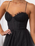 Neck Tulle Midi Dress DJPT