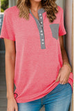 Size Half Button Short Sleeve T-Shirt DJPT