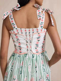 Striped Maxi Cami Dress with Tie Straps DJPT