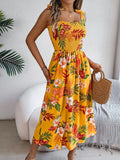 Floral Tie Shoulder Midi Dress DJPT