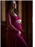 Sexy Front Deep V Collar Long-Sleeved Lace Dress Casual Sexy Evening Dress 8981 Maternity