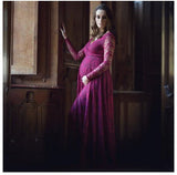 Sexy Front Deep V Collar Long-Sleeved Lace Dress Casual Sexy Evening Dress 8981 Maternity