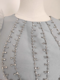 A Line Scoop Neckline Silver Gray Satin Dinner Party Dresses Birthday Outfits SD399