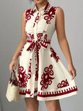 Sleeveless Tie Waist Mini Dress DJPT