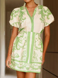 Sleeve Printed Top and Zip Back Skirt Set DJPT