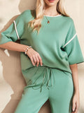 Trim T-Shirt and Drawstring Pants Set DJPT