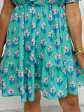 Print Puff Sleeve Shirt Dress DJPT