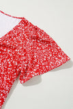 Floral Printed Half Sleeve Knotted V Neck Blouse DJPT