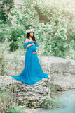 Women's Lace Pregnant Women Tail Short-Sleeved Dress Photography Flying Sleeve Dress 8919 (Special Price) Maternity