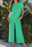 Knit Round Neck Top and Pants Casual Set DJPT