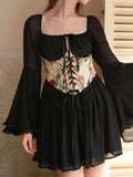 Lace Up Long Sleeve Mini Dress DJPT