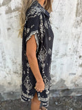 Size Printed Short Sleeve Button-Up Shirt Dress Plus Size DJPT