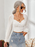 Sweetheart Neck Flounce Sleeve Top DJPT