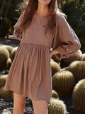 Textured Babydoll Mini Dress with Back Keyhole Detail DJPT