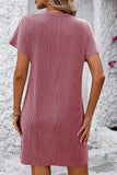 Ribbed Striped Short Sleeve Mini Tee Dress DJPT