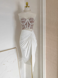 2 Pieces Top and Skirt Ivory Women's Long Vacation Dresses SD330