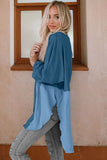 Texture Round Neck Long Sleeve Blouse DJPT