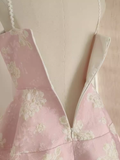 A line Spaghetti Straps Pink Satin Holiday Dresses Short Birthday Dress SD167