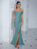 Mermaid Spaghetti Straps Black Slit Prom Dresses Long Party Dress SD2244 HZ0628