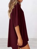 Size Oversized Slit Round Neck Top and Shorts Lounge Set Plus Size DJPT