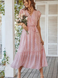 Surplice Neck Flutter Sleeve Dress DJPT
