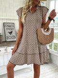 Size Ruffled Layered Printed Mini Dress Plus Size DJPT