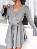 Lane Plus Size Surplice Neck Flare Sleeve Dress DJPT