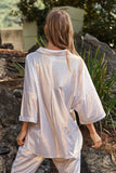 & Dani Solid Sparkling Shimmer Pocket Button Front Shirt DJPT