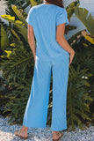 Knit Round Neck Top and Pants Casual Set DJPT