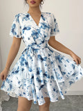 Surplice Layered Mini Dress DJPT