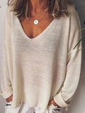 Size V-Neck Drop Shoulder Long Sleeve T-Shirt Plus Size DJPT