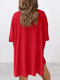 Size Oversized Slit Round Neck Top and Shorts Lounge Set Plus Size DJPT