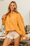 Vintage Washed Gathered Sleeve Oversized Shirt DJPT