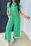 Knit Round Neck Top and Pants Casual Set DJPT