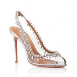 Fish Mouth Exposed High Heel Single Shoe Large Size Women's Shoes Gorgeous Chain Diamond Fashion Shoes Chengdu High Quality Shoes
