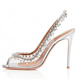 Fish Mouth Exposed High Heel Single Shoe Large Size Women's Shoes Gorgeous Chain Diamond Fashion Shoes Chengdu High Quality Shoes