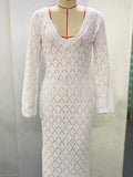 White Knitting Backless Tie Back Deep V-neck Photoshoot Maternity Maxi Dress Maternity